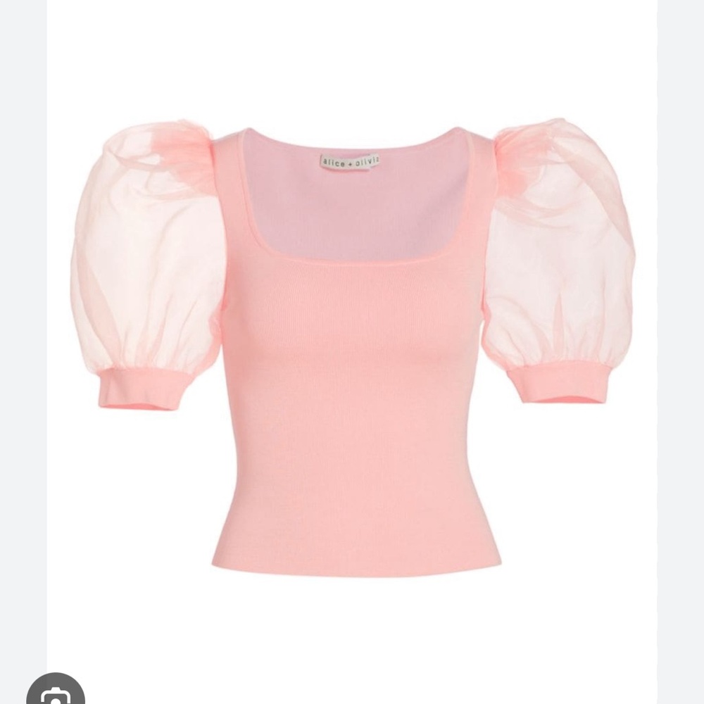 Alice and olivia tulle puff sleeve